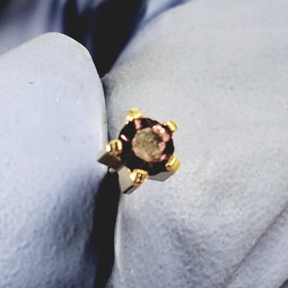 Swarovski Crystal Element - Gold Overlay Purple Stone "Tiny" Stud Earrings - Picture 11 of 11